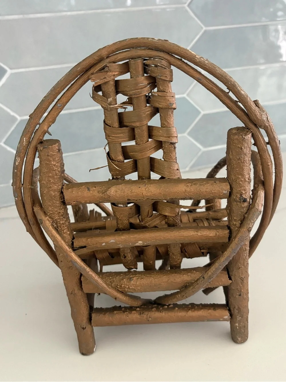 Vintage Primitive Rustic Willow Twig Miniature Doll Chair
